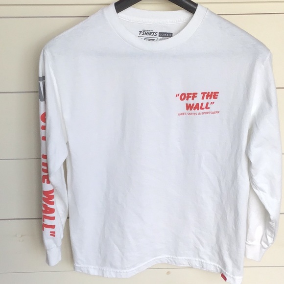 vans white long sleeve shirt